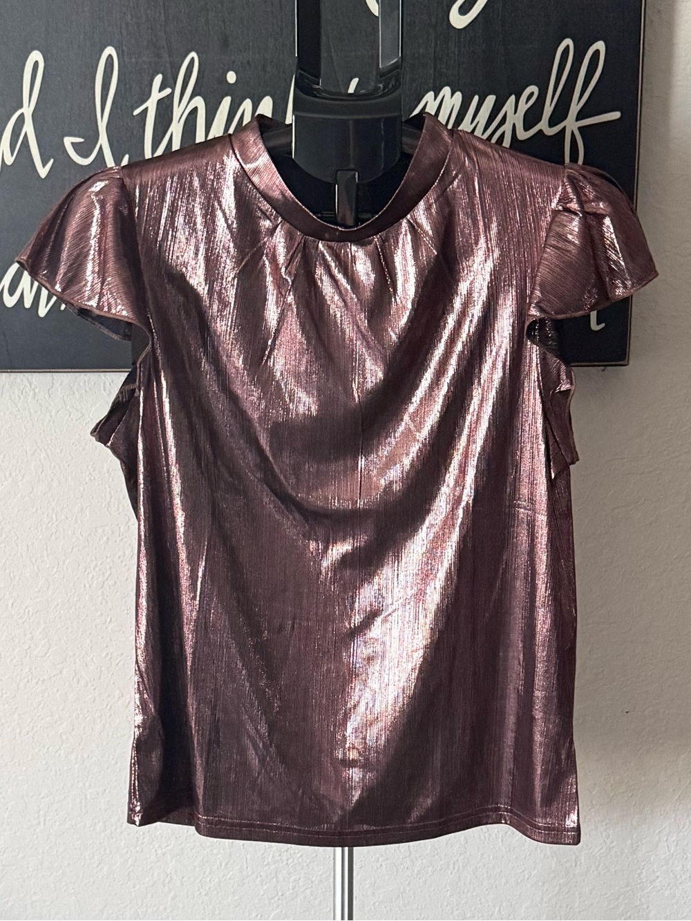 SHEIN Metallic Ribbed Top NWOT